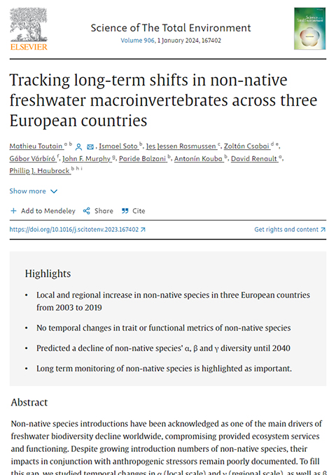 Tracking long-term shifts in non-native freshwater macroinvertebrates across three European countries Tracking long-term shifts in non-native freshwater macroinvertebrates across three European countries